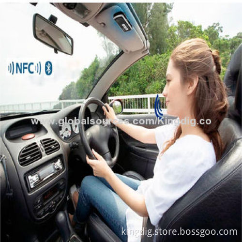 Bluetooth Car Kit with Voice Reminder Power-on/Off by NFC (Optional), Up to 15-hour Talk Time